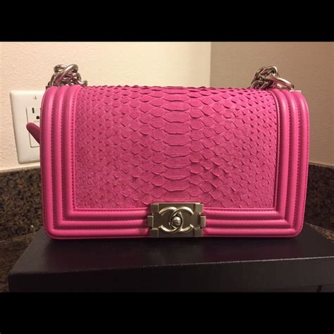 chanel pink python boy bag|python chanel handbags sale.